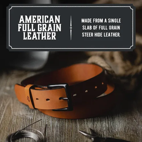 Vista 5 de Main Street Forge Cinturón de cuero All American Fabricado en Estados Unidos Cinturón de trabajo resistente para hombre Cinturón EDC