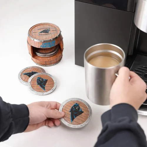 Vista 2 de FOCO NFL Team Logo 5-Pack Barrel Beverage Drink Coaster Set