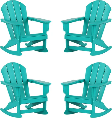 Vista 153 de WestinTrends Silla mecedora Malibu de poliéster para exterior/patio Adirondack, Negra