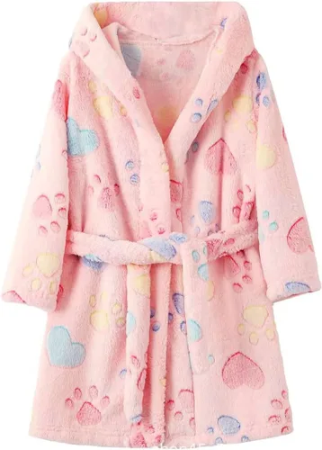 Vista 12 de Bata con capucha para niños y niñas, de forro polar, suave, pijama, ropa de dormir Beige