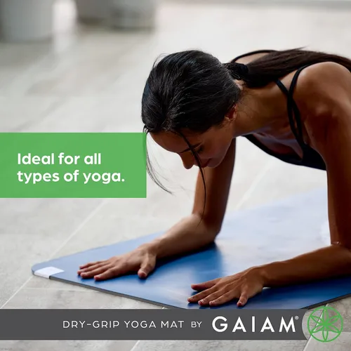 Vista 4 de Gaiam Dry-Grip - Esterilla de yoga de 5 mm de grosor antideslizante para ejercicios y fitness para yoga estándar o hot yoga, pilates