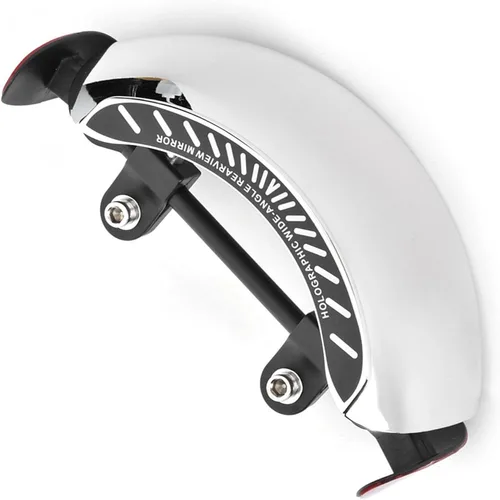 Vista 6 de Estink Espejo retrovisor holográfico, espejo retrovisor de motocicleta cromado 180 ultra gran angular, montaje central universal, solo montaje