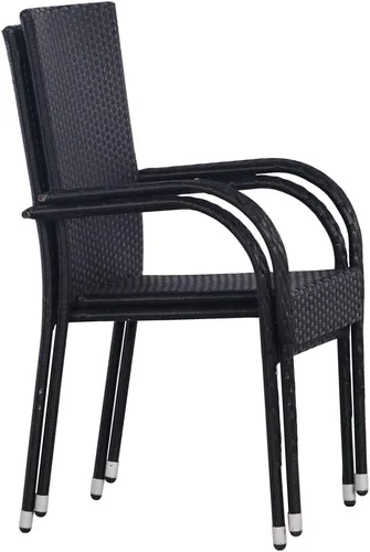 Vista 2 de 2 sillas de comedor de ratán para patio, sillas de patio apilables para exteriores, ratán de polietileno con reposabrazos y marco de acero, juego