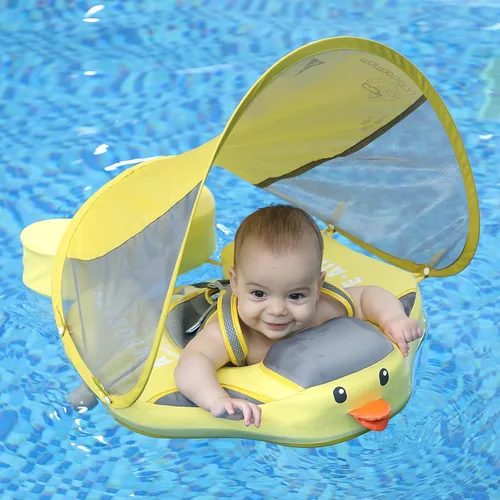 Vista 11 de Mambobaby Flotador Mejorado Añadir Cola Flotador para Bebé con Toldo para Anillo de Natación de Cintura Infantil Entrenador de Natación Flotadores