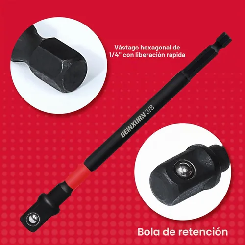 Vista 3 de Geinxurn Juego de adaptadores de enchufe de impacto de 8 piezas, accionamiento cuadrado de 3/8 pulgadas, juego de broca de extensión de 2.5 pulgadas