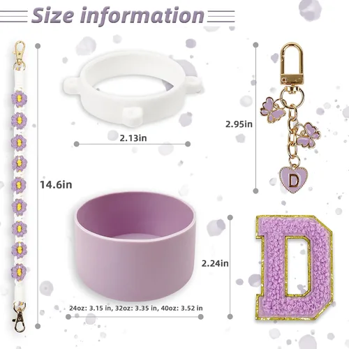 Vista 5 de SITKOL Juego de Monogramas Bonitos de Silicona Compatible con Botella de Agua Owala 24 oz, 32 oz, 40 oz - Accesorios Perfectos con la Letra Owala