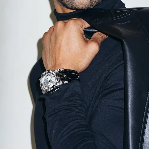 Vista 7 de JBW Reloj de pulsera con diamantes de .98 ctw de 10 años para hombre con correa de cuero