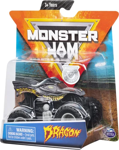 Vista 4 de Monster Jam Hot Wheels Dragón Escala 1:64, Gris