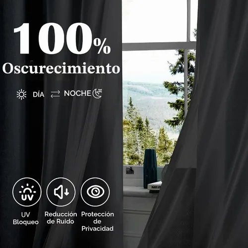 Vista 4 de Cortinas 100% opacas con superposición de gasa Mix and Match de doble capa, 54 pulgadas de largo, 2 paneles para dormitorio y sala de estar, azul