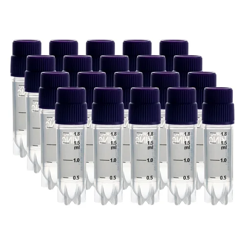 Vista 62 de Cryoviales de 0.0 fl oz, 25Pcs Cryotubes con código de barras lateral, frascos de esterilización con rosca externa, tubos de muestra con tapas Azul