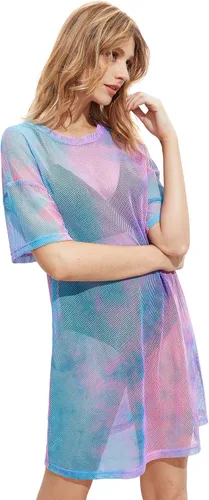 Vista 4 de MakeMeChic Vestido de malla transparente para mujer, para cubrir el traje de baño de playa