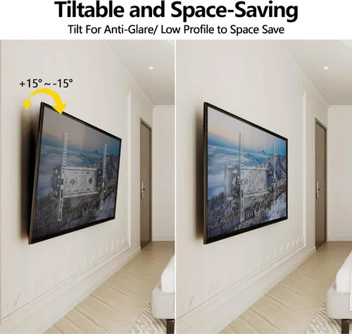 Vista 4 de Soporte de pared universal para TV con pantalla LED LCD PDP de 26 a 65 pulgadas, soporta hasta 132 libras y VESA 15.748 x 15.748 in, inclinación