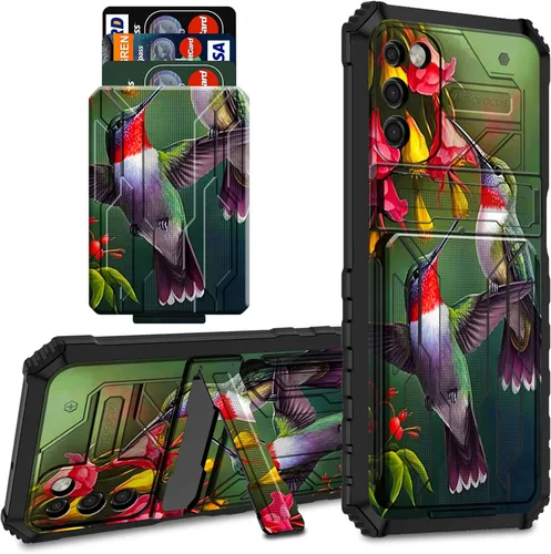 Vista 49 de Funda protectora de TPU suave para Samsung Galaxy A03S con soporte para tarjeta de crédito y soporte de doble capa de policarbonato duro de TPU