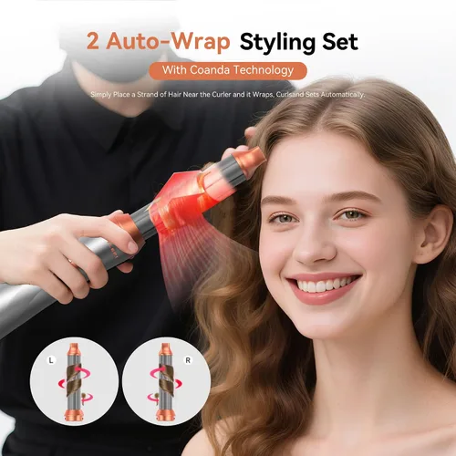 Vista 2 de Cepillo secador de pelo 5 en 1, cepillo secador de pelo de 110-120 V, secado rápido y 3 cepillos de cabello de aire caliente de temperaturas