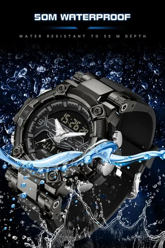 Vista 6 de findtime Relojes de diseñador genial para hombre, color azul, gran cara, relojes para hombres, electrónico único, deportivo, militar, audaz