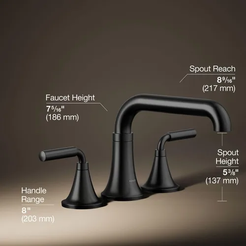 Vista 3 de Kohler T27417-4-BL Tone™ - Grifo de baño para montaje en cubierta, negro mate