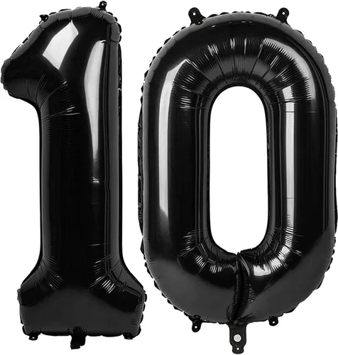 Vista 67 de Globos con números de 40 pulgadas, color negro, para decoraciones de cumpleaños de 10 a 100 años Jumbo 40In & Vibrant Color, With Hanging Holes