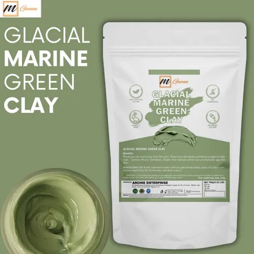 Vista 3 de Arcilla verde marino glacial 100% natural para máscaras faciales, cremas, envolturas corporales, exfoliaciones suaves y exfoliantes, estiramiento