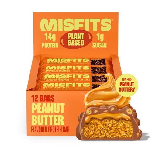 Vista 8 de Misfits Barras de proteína vegana – Pan de plátano Barras nutricionales – 0.49 oz de proteína, 0.04 oz de azúcar, a base de plantas, bajas