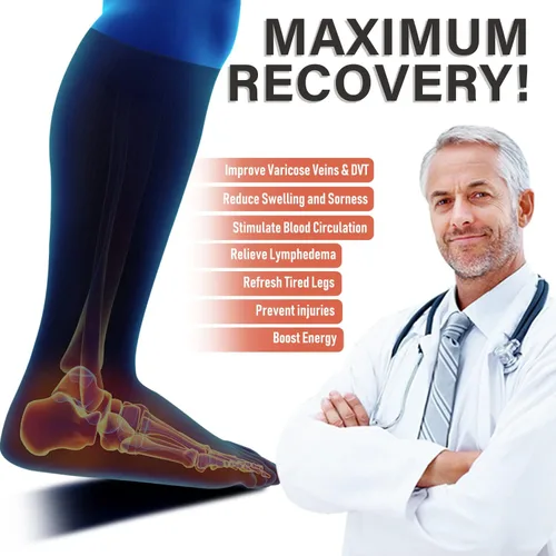 Vista 5 de SIOAUIRT Calcetines de compresión de talla grande para mujeres y hombres de 20 a 30 mmHg, medias de pantorrilla ancha, el mejor apoyo