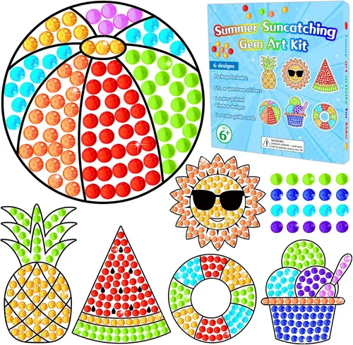 Vista 11 de Qyeahkj 6 piezas de manualidades del día de San Patricio, sombrero de trébol, gema de diamante, atrapasoles para niños, pintura de diamantes de San