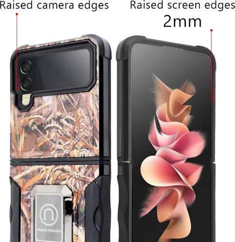 Vista 3 de Compatible con Galaxy Z Flip 3 Ring Case, Slim Magnetic Phone Case Premium Thin Full Protection Hard PC con agarre antideslizante, funda protectora