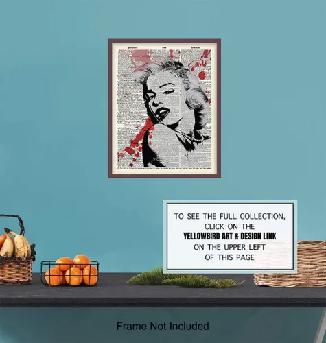 Vista 5 de Banksy Marilyn Monroe - Decoración de pared de diccionario reciclado, regalo y decoración de habitación para fanáticos del cine de Hollywood, cine