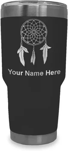 Vista 32 de LaserGram Vaso aislado al vacío de 20 onzas, atrapasueños, grabado personalizado incluido (negro) Engraved Gift, Vacuum Insulated Stainless Steel