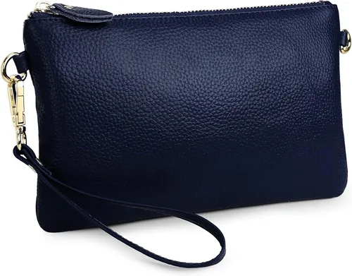 Vista 7 de Uromee Cartera de mano para mujer, de piel auténtica, con cadena de hombro desmontable