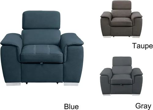 Vista 7 de Homelegance Ferriday - Tumbona convertible de 45 pulgadas, color azul