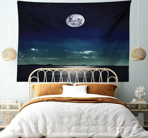 Vista 12 de Ambesonne Tapiz hippie, abrazo de hongos de ensueño y árbol de la vida místico y mandal verde, decoración de tela para colgar en la pared