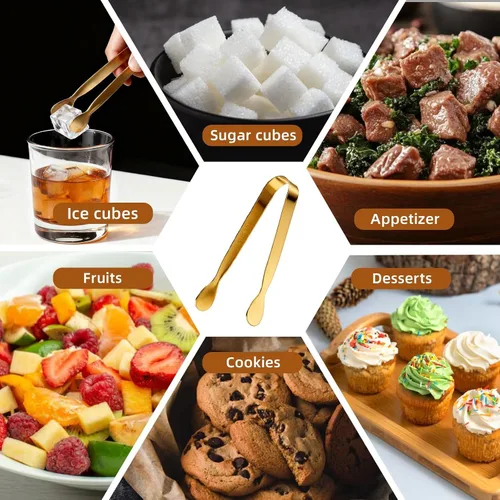 Vista 5 de Pleafind 16 PCS Mini Pinzas para Servir - 4.3 pulgadas, Mini Pinzas de Acero Inoxidable 18/8 de Grado Alimenticio, Accesorios de Charcutería