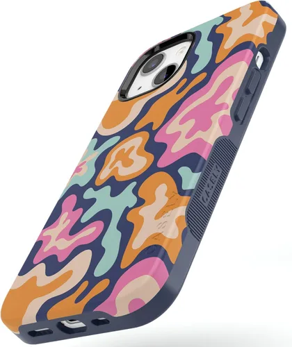 Vista 2 de Casely Funda para iPhone 13 Salpicadura de Color Medianoche Retro Abstracto Compatible con MagSafe Diseño Protector Audaz