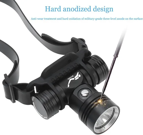 Vista 4 de WINDFIRE Faro Frontal de Buceo, Luz de Buceo Recargable, IPX8 Impermeable Faro Subacuático con 3 Modos e Indicador de Energía, Altos Lúmenes, Larga