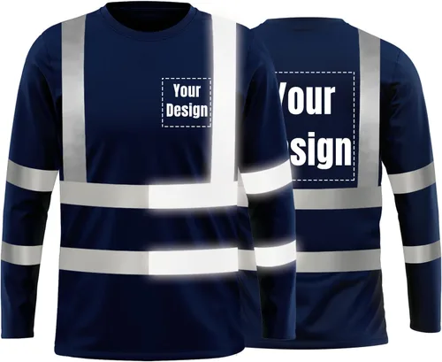 Vista 33 de La alta visibilidad reflexiva de las camisetas de la seguridad del logotipo de encargo Hola Vis de Verde neón