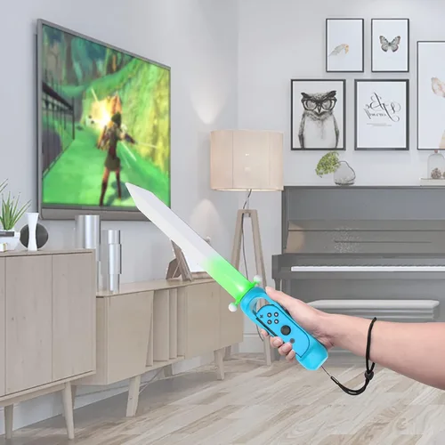 Vista 6 de FYOUNG Espada de juego LED para SwitchSwitch OLED Joy Cons, espada de agarre de mano para la leyenda de Zelda Espada Skyward HD 2021 Swith