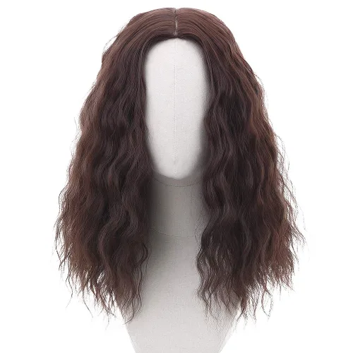 Vista 3 de PARTY ZONE Peluca larga de color marrón para cosplay, para hombres, peluca sintética ondulada para juegos de rol, pelucas divertidas de anime