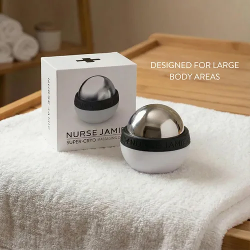 Vista 9 de Nurse Jamie Super-Cryo Massaging Orb – Stainless Steel Roller for Face & Body – Long-Lasting Cooling & Warming Therapy for Circulation, Recovery &