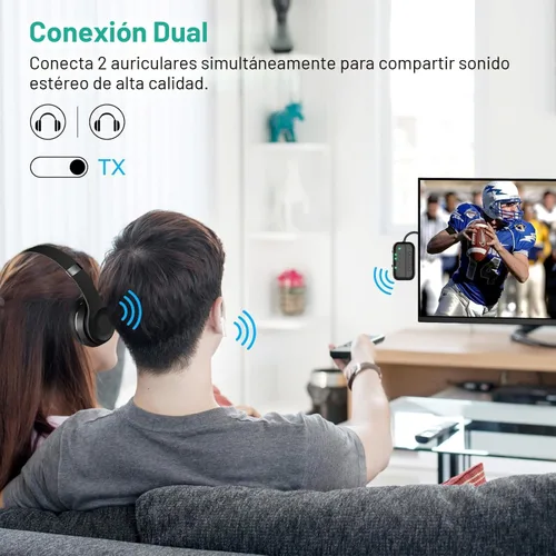 Vista 3 de Receptor transmisor Bluetooth 5.4 Pro 2026, adaptador Bluetooth para avión Qualcomm aptX LL 25hrs Battery Works with 2 Headphones Wireless