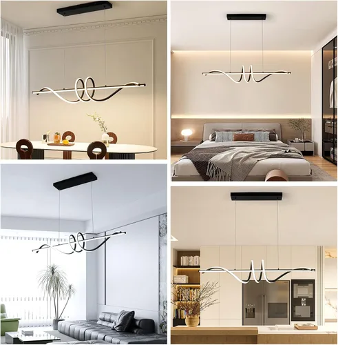 Vista 5 de Jaycomey Lámpara LED moderna para comedor, 52 W, regulable, moderna, lineal, con control remoto, 3000K a 6500K, lámpara de techo ajustable para isla