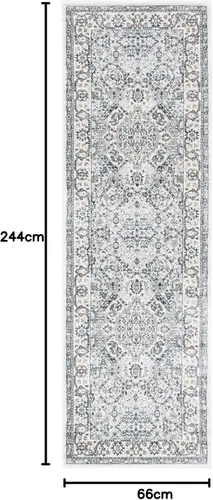 Vista 121 de SAFAVIEH - Colección Isabella, alfombra decorativa - 2'2" x 5', azul y crema, diseño oriental, no desprende pelusa y fácil cuidado, ideal para áreas