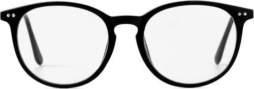 Vista 4 de Lentes falsos de lente transparente sin receta para mujeres y hombres lentes retro con marco de metal redondo