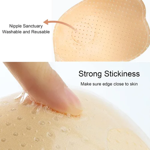Vista 3 de Loritta 2 Pairs Adhesive Bra Invisible Strapless Pushup Sticky Bras for Women Nipple Covers Reusable Wing-Shaped Silicone Bra