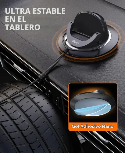 Vista 2 de Beeasy Soporte de teléfono para automóvil, rotación de 360°, soporte de teléfono celular antideslizante de silicona, universal para iPhone 17/16 Pro