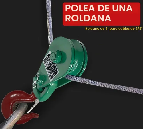 Vista 4 de Mytee Products Bloque de arrebate con gancho WLL 2 Toneladas Polea de 3"' + ' Cable de alambre de 3/8" Pulley para rescate con enrollamiento de 1