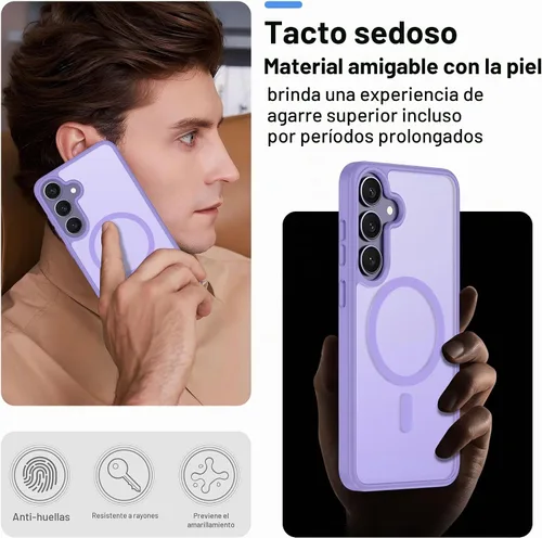 Vista 5 de Pilaru Funda magnética para Samsung Galaxy S24 Plus y S25 Plus con protector de pantalla: (protección contra caídas de grado militar de 12 pies)