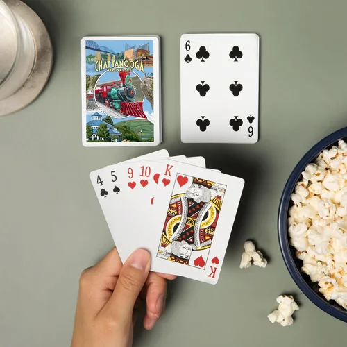 Vista 2 de Lantern Press Chattanooga, Tennessee, escenas de montaje (52 cartas de juego, baraja de cartas de tamaño póquer con comodines)