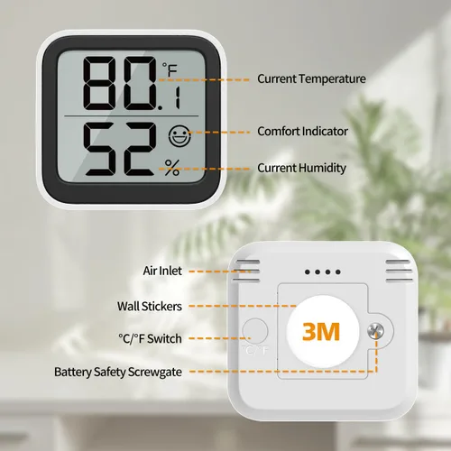 Vista 3 de NOKLEAD Termómetro Medidor de Humedad Interior Mini Higrómetro Monitor Dispositivo de Medición de Temperatura de Habitación con Icono de Cara