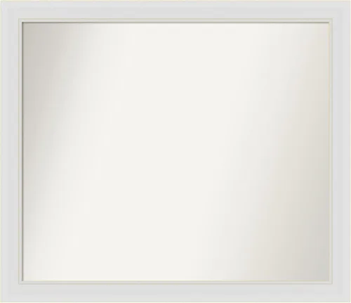 Vista 127 de Amanti Art Espejo de baño blanco para sobre el fregadero, 24 x 26 pulgadas, espejo rectangular blanco y blanco, marco de madera contemporáneo