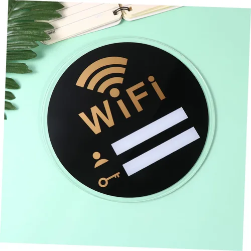 Vista 6 de STOBOK 3 unids pegatinas redondas oficina signo decoración oficina tablero para pared de oficina Wifi acrílico signo wifi contraseña signo